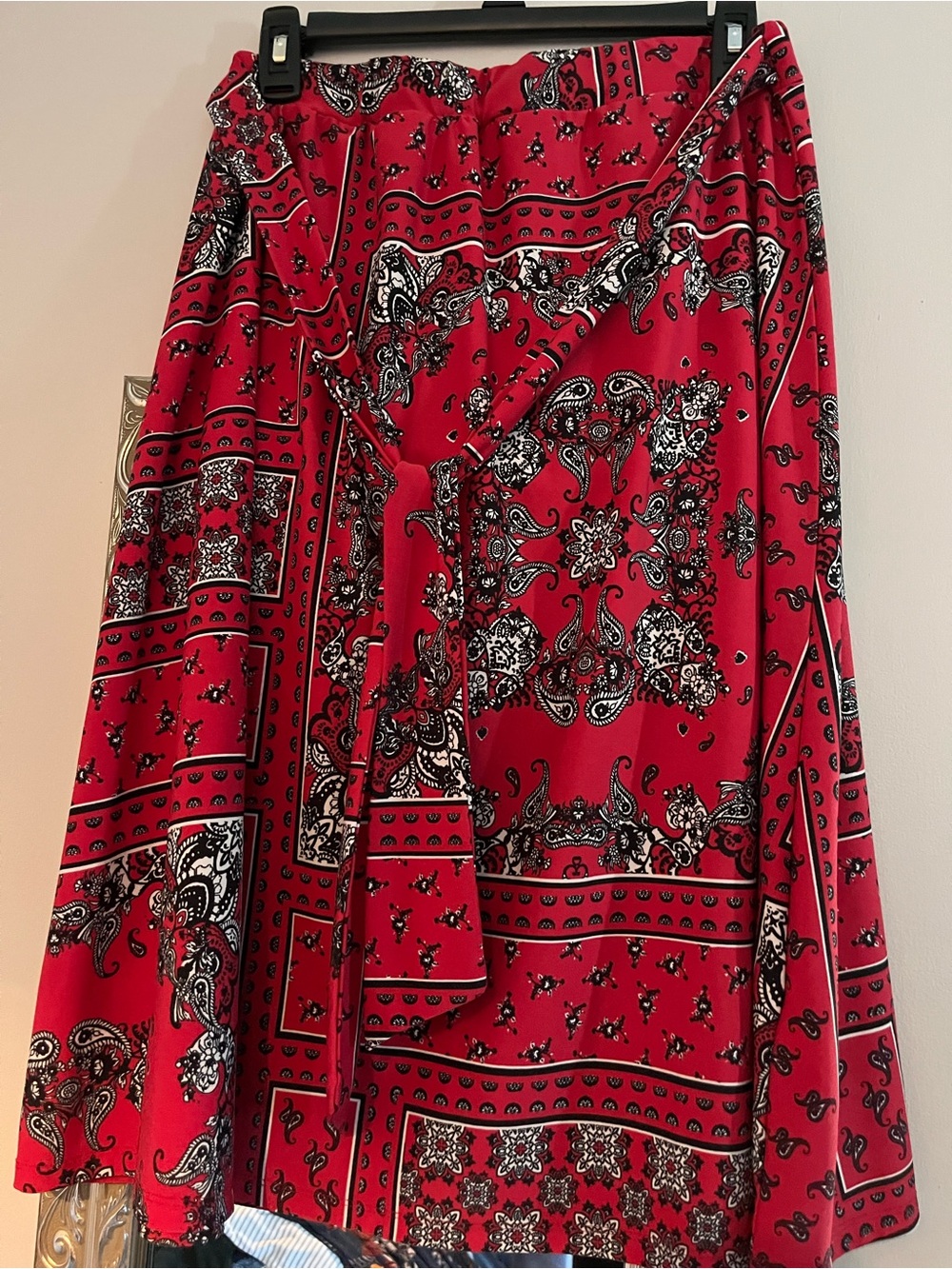 Melissa Paige Red Paisley Tie-Waist A-Line Skirt